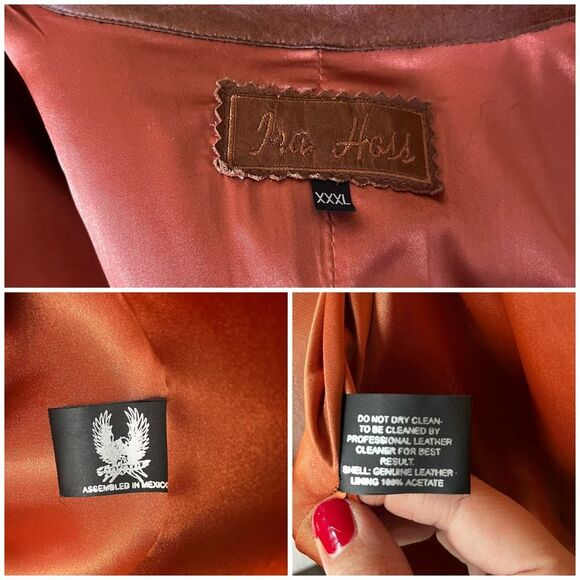 Vintage Ira Hoss Western Leather Jacket XXL Brown Tooled Embroidered Shacket - Picture 3 of 16